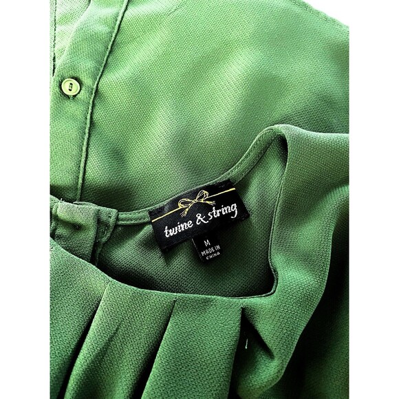Womens Twine & String  pleated Blouse Green size M - Picture 4 of 5